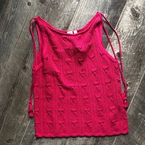 Hot pink gap knit sweater tassel tank s